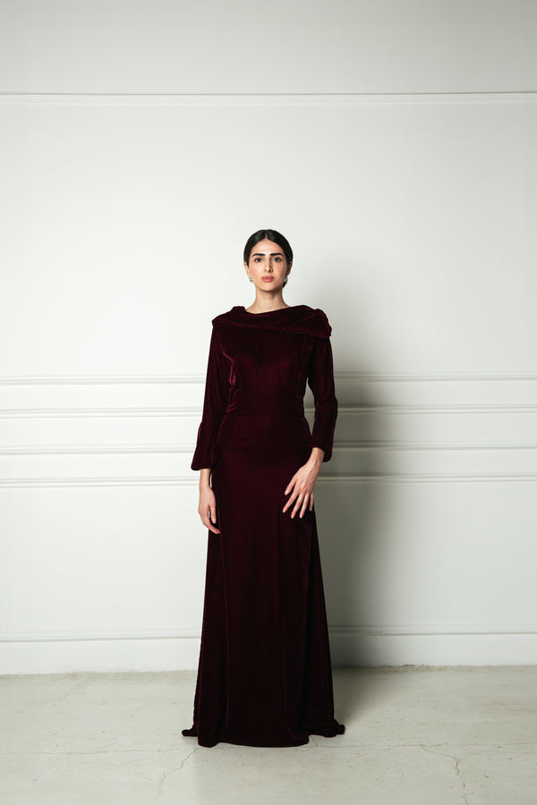 maroon velvet dress