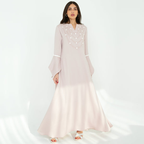 dusty pink modest dress