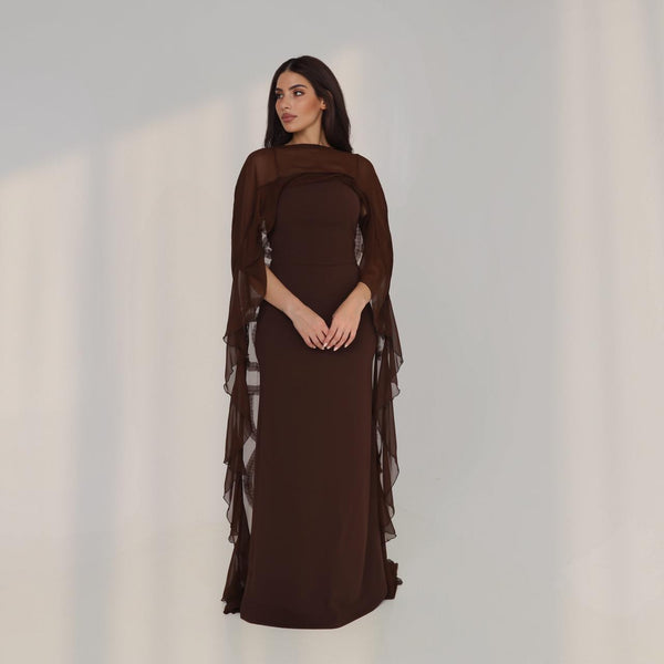 Cape Chiffon Gown